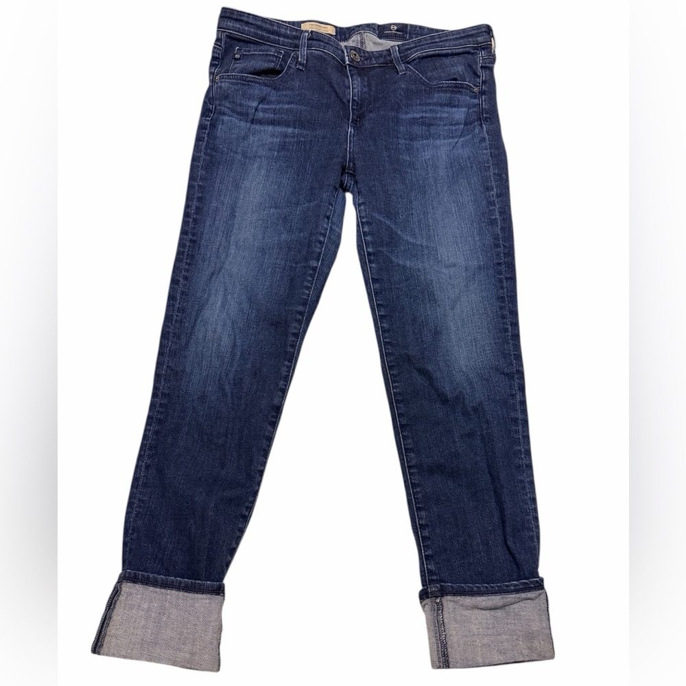 AG Adriano Goldschmied Dark Blue Slim Straight the Stevie Cuff Jeans